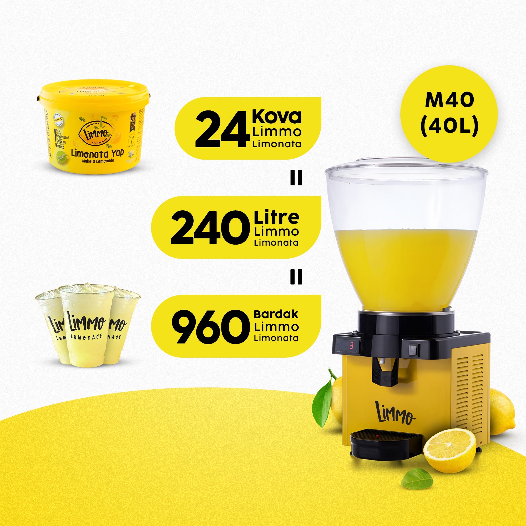 Limonata Şerbetlik M40.DY Makine + Limmo Limonata Klasik 2LT x 24 (Adet)