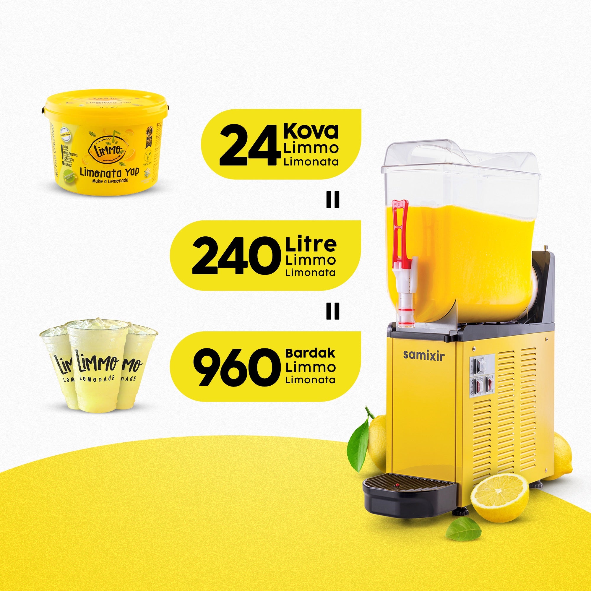 Limonata Şerbetlik Slush12.Y Makine +Limmo Limonata Klasik 2 LT x 24 (Adet)