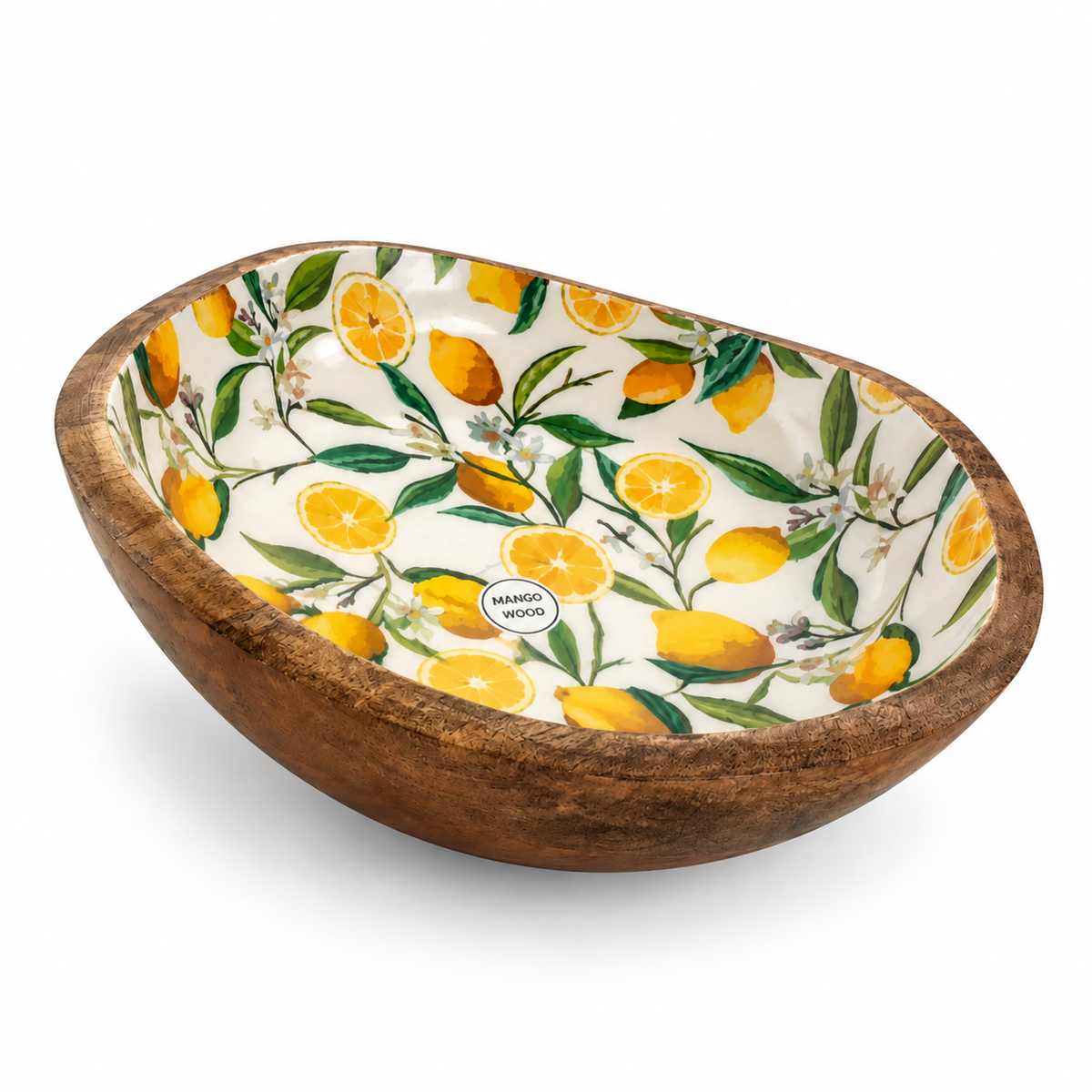 Mango Wood Limon Desenli Dekoratif Kase