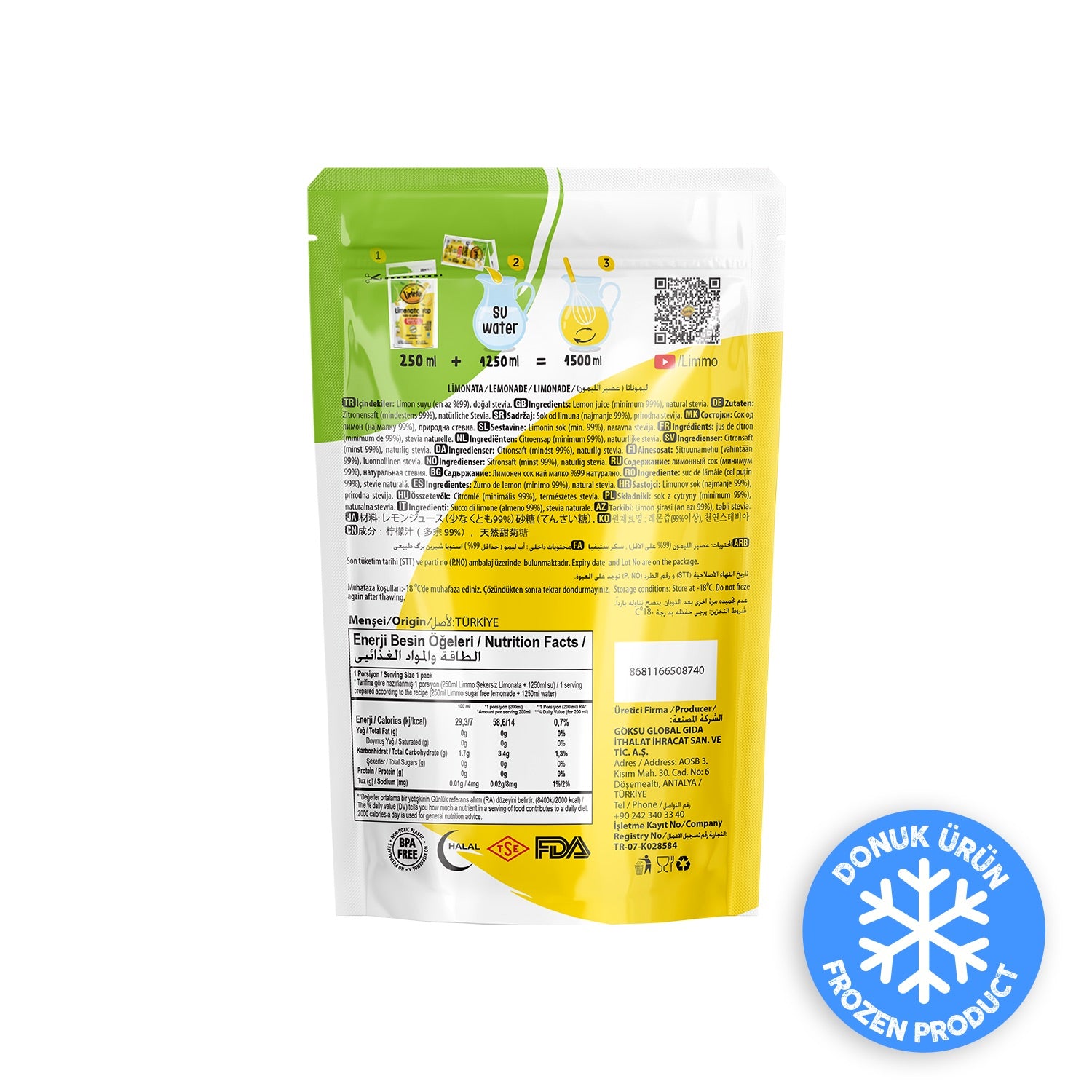 Limmo Şekersiz Limonata 250 ML